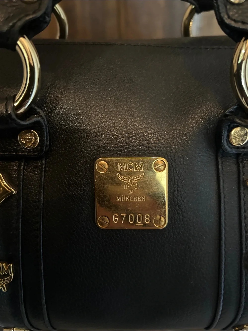 MCM Black Leather Mini Satchel with Gold Hardware - Picture 3 of 15